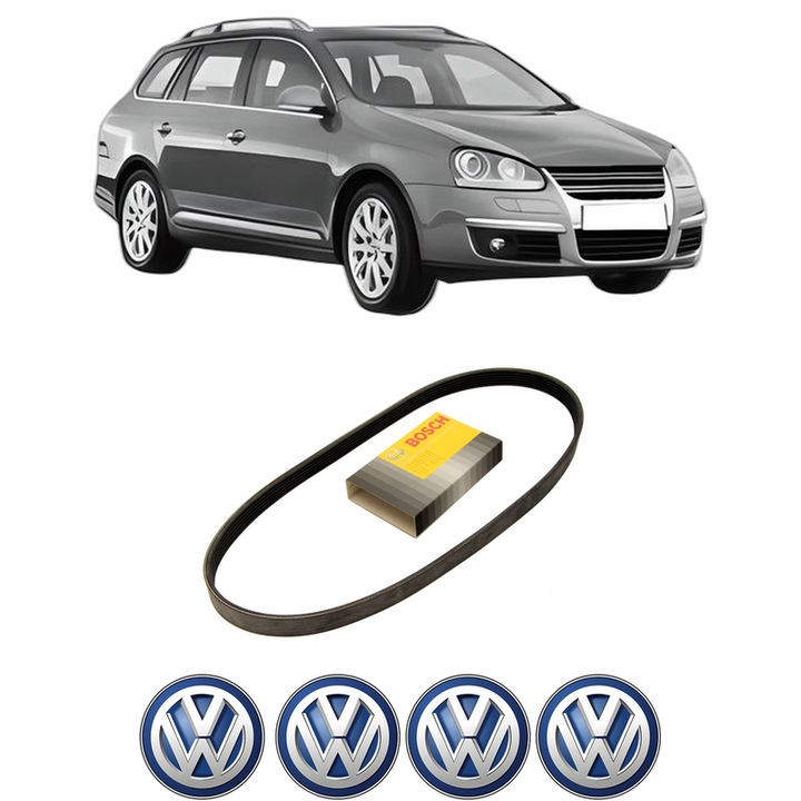 Curea transmisie accesorii Volkswagen GOLF V Variant (1K5) 1.6 MultiFuel din 2007-2009 KW 75 CP 102 CMC 1595, auto, Bosch, 4x Stickere auto cu Volkswagen