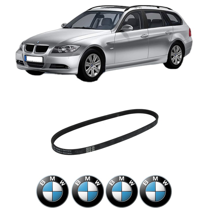 Curea transmisie accesorii BMW Seria 3 Touring (E91) 320 d din 2005-2012, auto, Bosch, 4x Stickere auto cu BMW