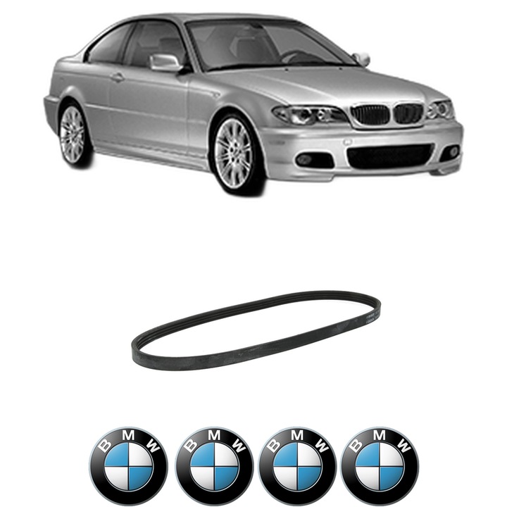 Curea transmisie accesorii BMW Seria 3 Coupe (E46) 320 Cd din 2003-2006, auto, Bosch, 4x Stickere auto cu BMW