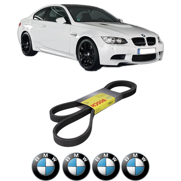 Curea transmisie accesorii BMW Seria 3 Coupe (E92) 320 d din 2006-2010, auto, Bosch, 4x Stickere auto cu BMW