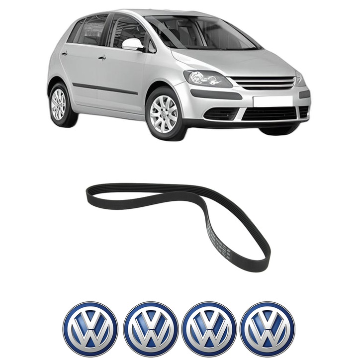 Curea transmisie accesorii Volkswagen GOLF PLUS V (5M1, 521) 1.9 TDI din 2005-2009, auto, Bosch, 4x Stickere auto cu Volkswagen