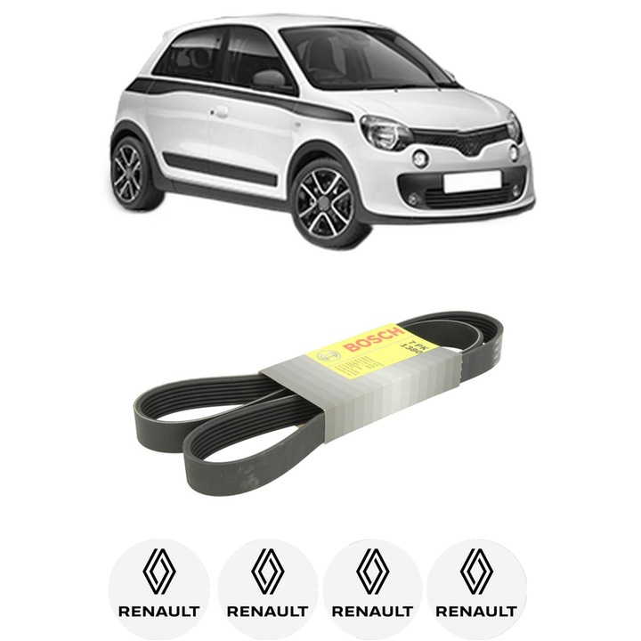 Curea transmisie accesorii RENAULT TWINGO III (BCM_, BCA_) 0.9 TCe 90 LPG (BCMD) din 2018, auto, Bosch, 4x Stickere auto cu RENAULT
