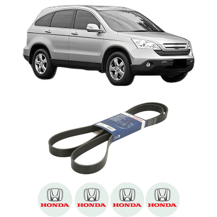 Curea transmisie accesorii HONDA CR-V III (RE_) 2.0 i-VTEC 4WD (RE5, RE2) din 2006-2012, auto, Bosch, 4x Stickere auto cu HONDA
