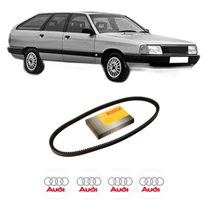 Curea transmisie accesorii AUDI 100 C3 Avant (445, 446) 2.2 E quattro din 1985-1986, auto, Bosch, 4x Stickere auto cu AUDI