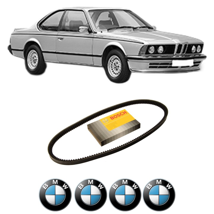 Curea transmisie accesorii BMW Seria 6 (E24) M 635 CSi din 1984-1988, auto, Bosch, 4x Stickere auto cu BMW