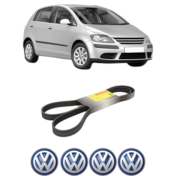 Curea transmisie accesorii Volkswagen GOLF PLUS V (5M1, 521) 1.4 TSI din 2006-2008, auto, Bosch, 4x Stickere auto cu Volkswagen