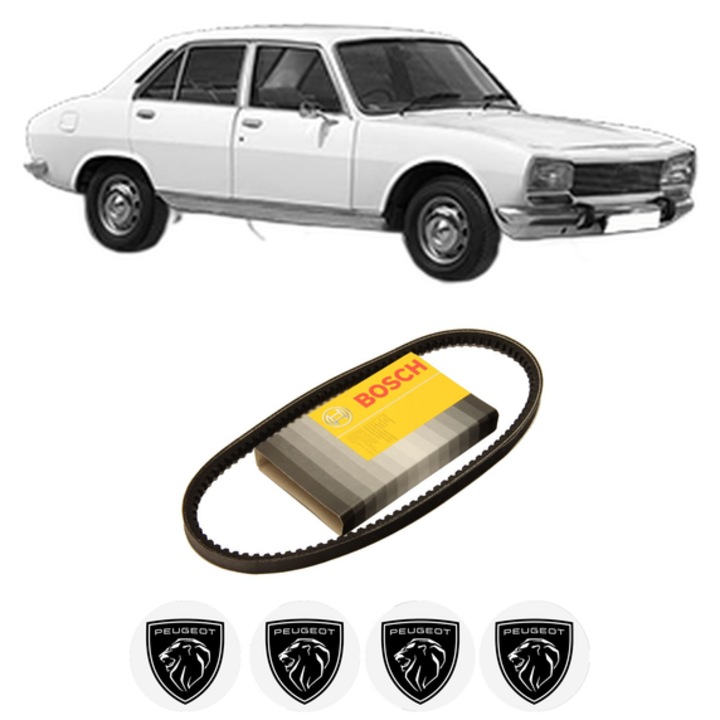 Curea transmisie accesorii PEUGEOT 504 (A_, M_) 2.3 D (A40, A45) din 1975-1983, auto, Bosch, 4x Stickere auto cu PEUGEOT