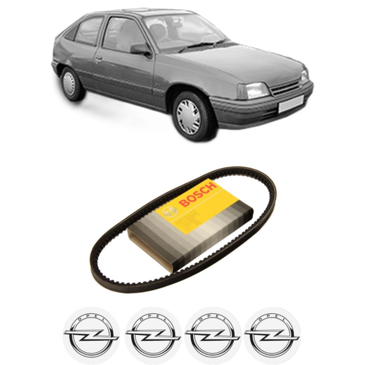 Curea transmisie accesorii OPEL KADETT E Hatchback (T85) 1.4 i (C08, C48, D08, D48) din 1990-1991, auto, Bosch, 4x Stickere auto cu OPEL
