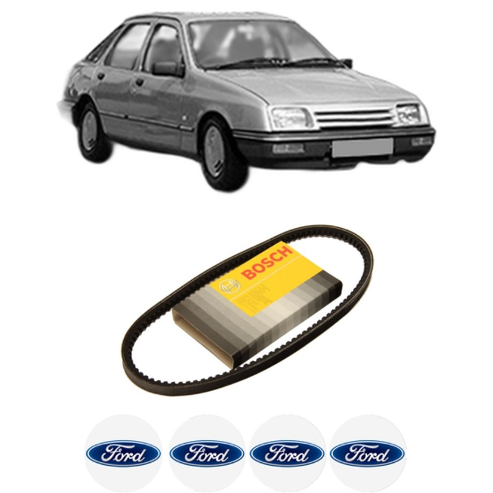 Curea transmisie accesorii FORD SIERRA I Hatchback (GBC) 2.0 4x4 din 1985-1987, auto, Bosch, 4x Stickere auto cu FORD
