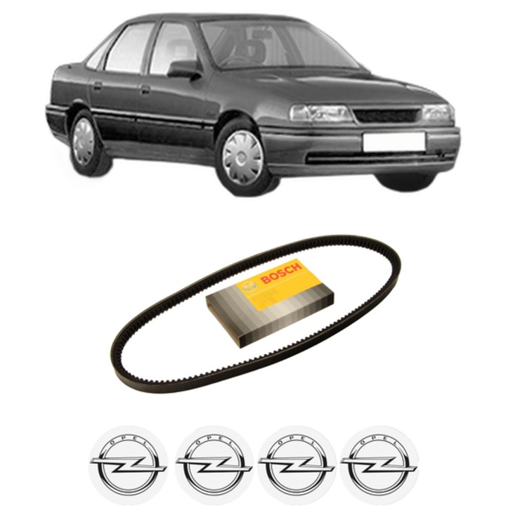 Curea transmisie accesorii OPEL VECTRA A (J89) 2000/GT 16V Cat 4x4 (F19, M19) din 1990-1995, auto, Bosch, 4x Stickere auto cu OPEL