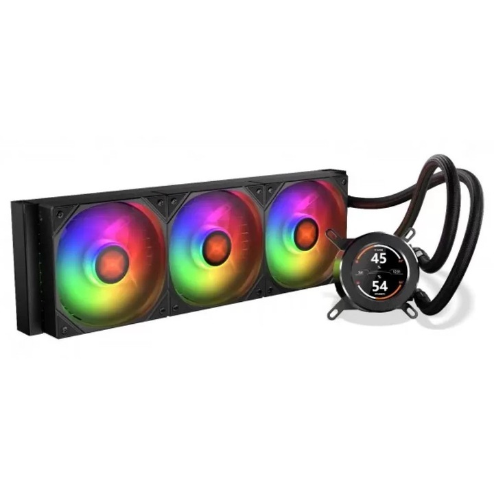 Cooler Procesor Krux HydroGlance 360 ARGB LCD 1800RPM Negru