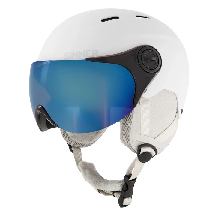 Casca de schi/snowboard SINNER Typhoon Visor, Alb, Unisex, S (50-54)