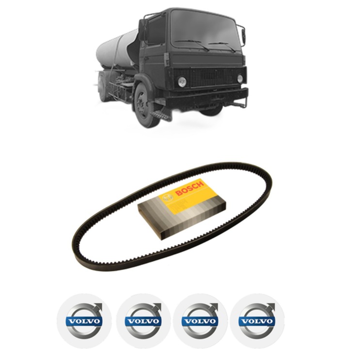 Curea transmisie accesorii VOLVO F6 F 611 din 1975-1980, auto, Bosch, 4x Stickere auto cu VOLVO
