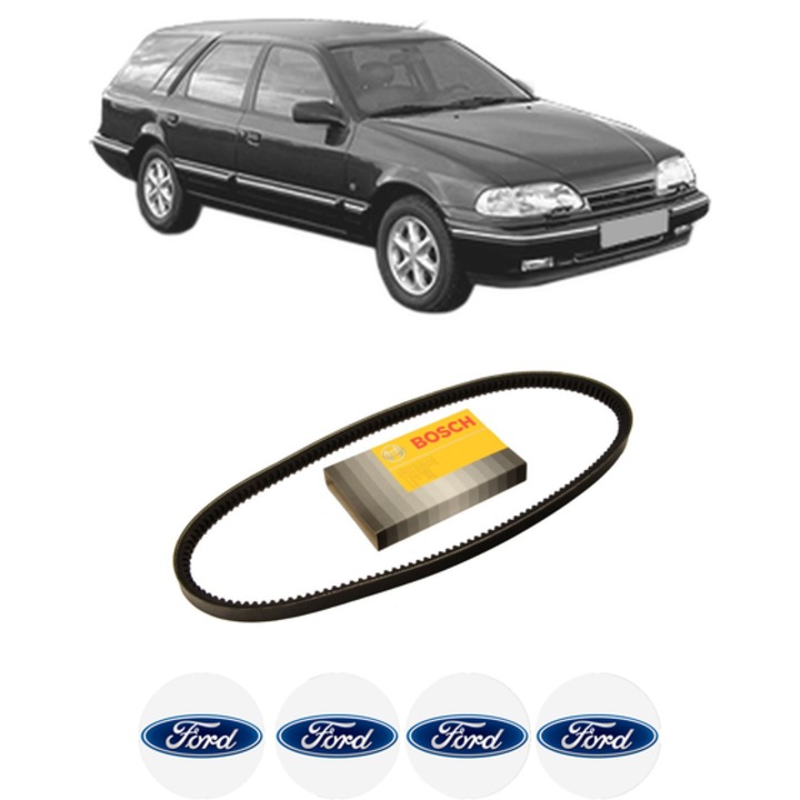 Curea transmisie accesorii FORD SCORPIO I Turnier (GGE) 2.9 i 4x4 din 1988-1993, auto, Bosch, 4x Stickere auto cu FORD