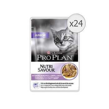 Hrana umeda pentru pisici Pro Plan Junior Nutrisavour, Curcan in sos, 24x85g