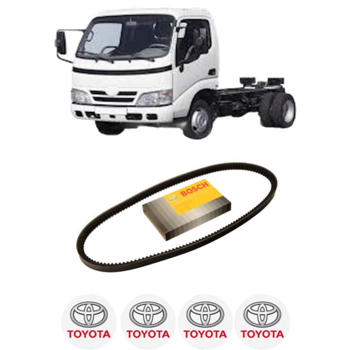 Curea transmisie accesorii TOYOTA DYNA Platform/Chassis (KD_, LY_, _Y2_, _U3_, _U4_, _U6_, _U8 3.0 D4d (LY220, LY230) din 2001, auto, Bosch, 4x Stickere auto cu TOYOTA