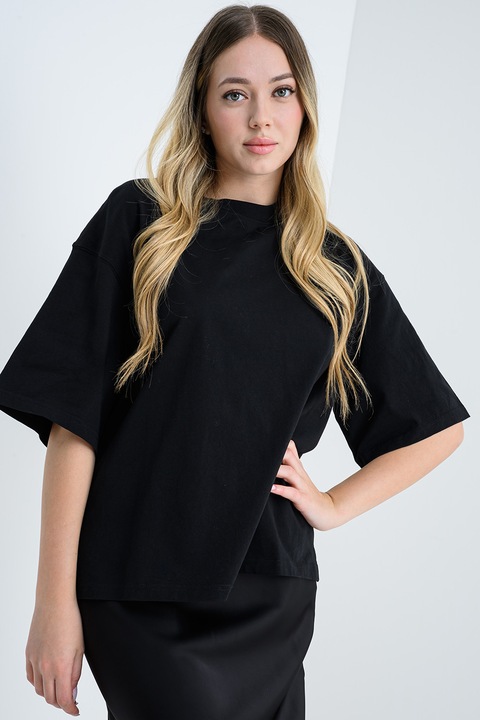 AllSaints, Памучна тениска с отвори на гърба, Черен, S