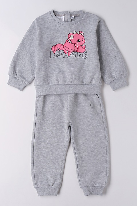 Sarabanda, Trening cu imprimeu grafic, Gri melange/Roz