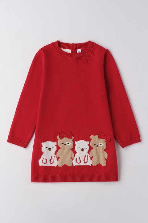 Sarabanda, Kötött ruha mintás részletekkel, Piros/Fehér/Világosbarna