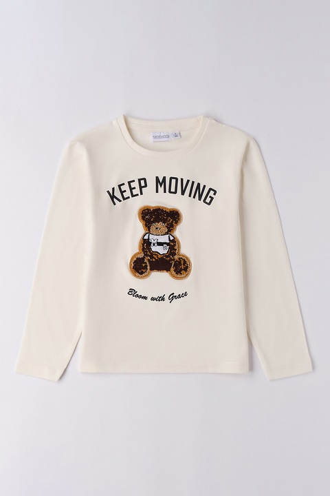 Sarabanda, Kapucnis mintás pamuttartalmú felső, Csontszín/Fekete/Barna