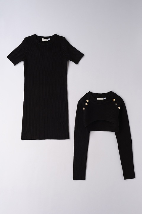 Sarabanda, Set de rochie uni si pulover, Negru