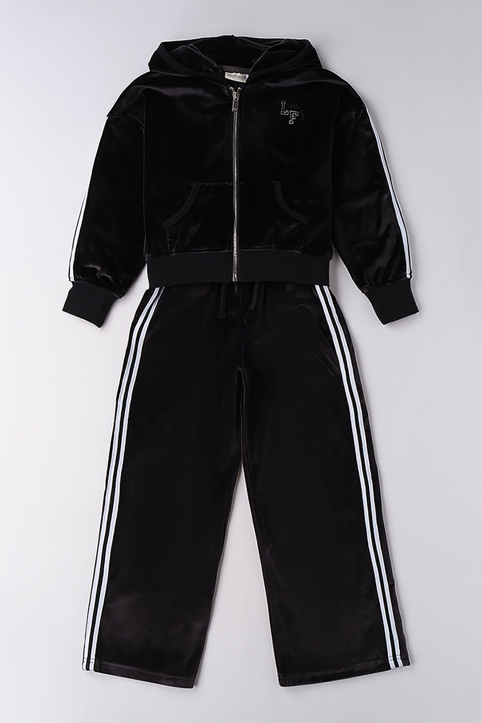 Sarabanda, Set de hanorac de catfiea si pantaloni de trening, Alb, Negru, 140 CM