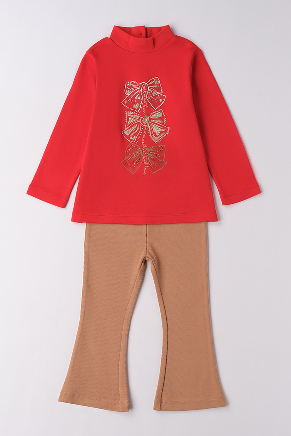IDO, Set de bluza si pantaloni, Rosu, Camel, 110 CM
