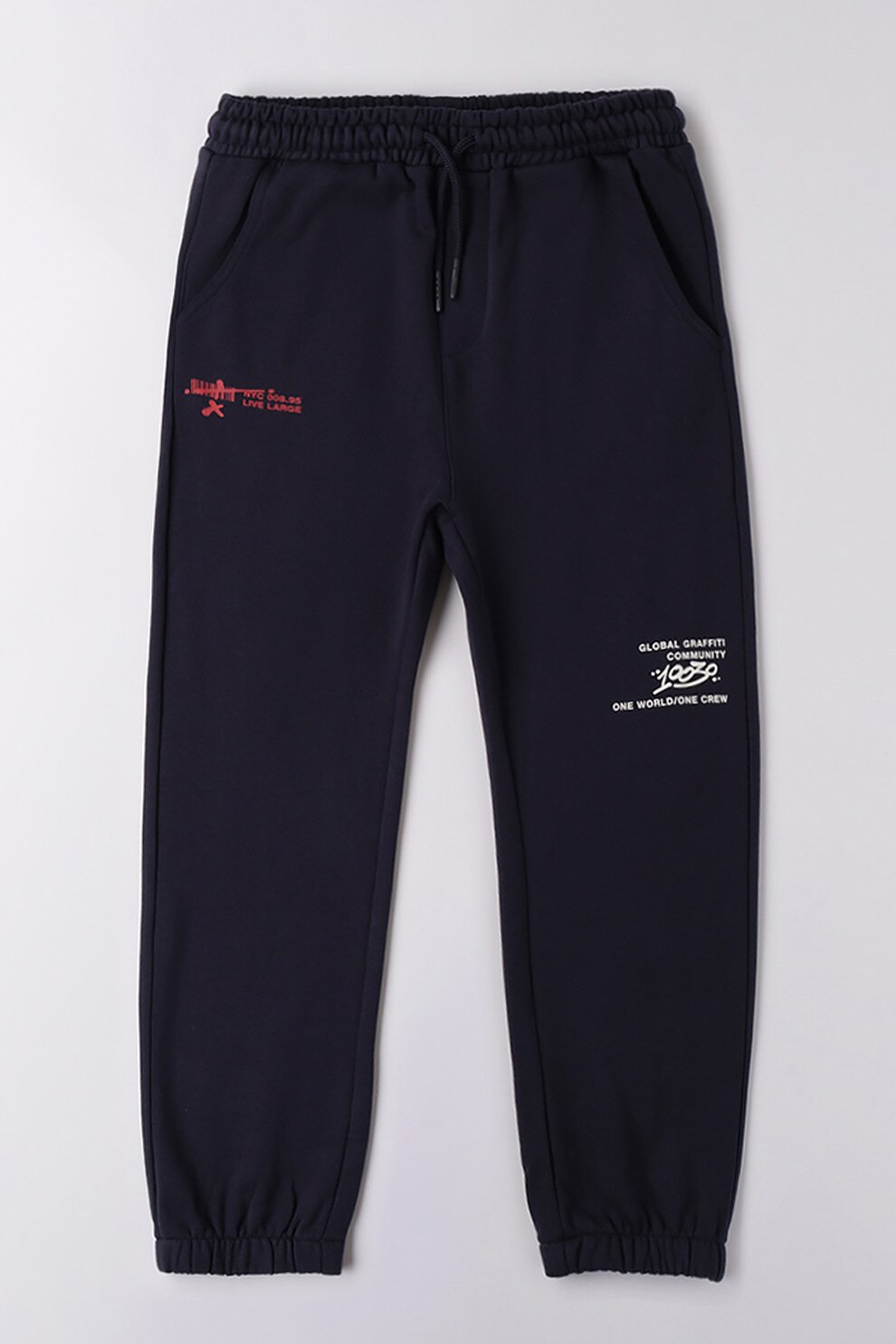 IDO, Pantaloni de trening cu imprimeu text, Albastru ultramarin, 140 CM
