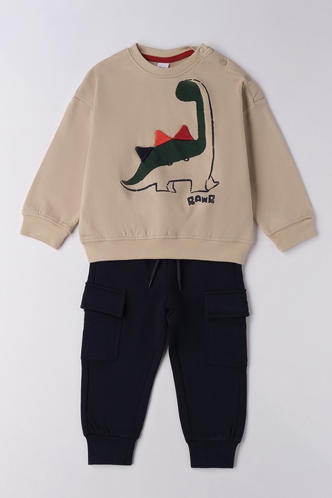 IDO, Trening cu pantaloni cargo cu snur, Albastru ultramarin/Maro nisip, 128 CM