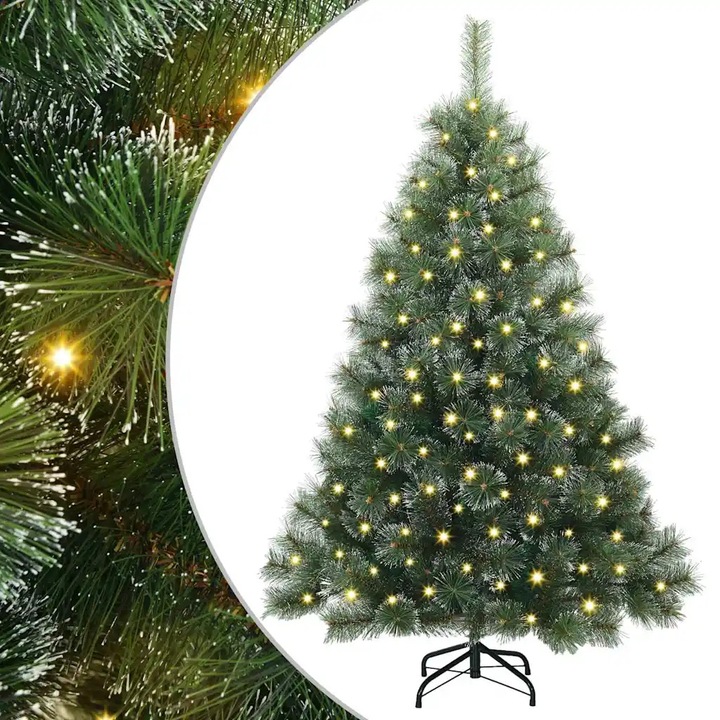 vidaXL Brad de Craciun artificial cu 150 LED Verde 150 cm PE si PVC