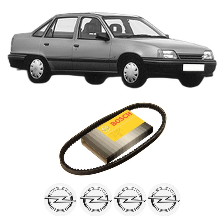 Curea transmisie accesorii OPEL KADETT E (T85) 1.7 D (C19, D19) din 1989-1991, auto, Bosch, 4x Stickere auto cu OPEL