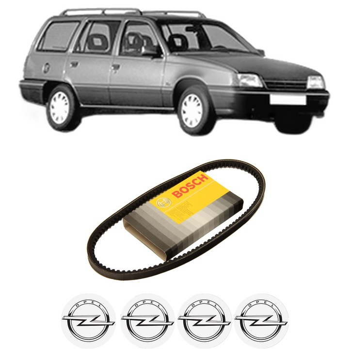 Curea transmisie accesorii OPEL KADETT E Estate (T85) 1.8 E (C15, C35, D15, D35) din 1985-1986, auto, Bosch, 4x Stickere auto cu OPEL