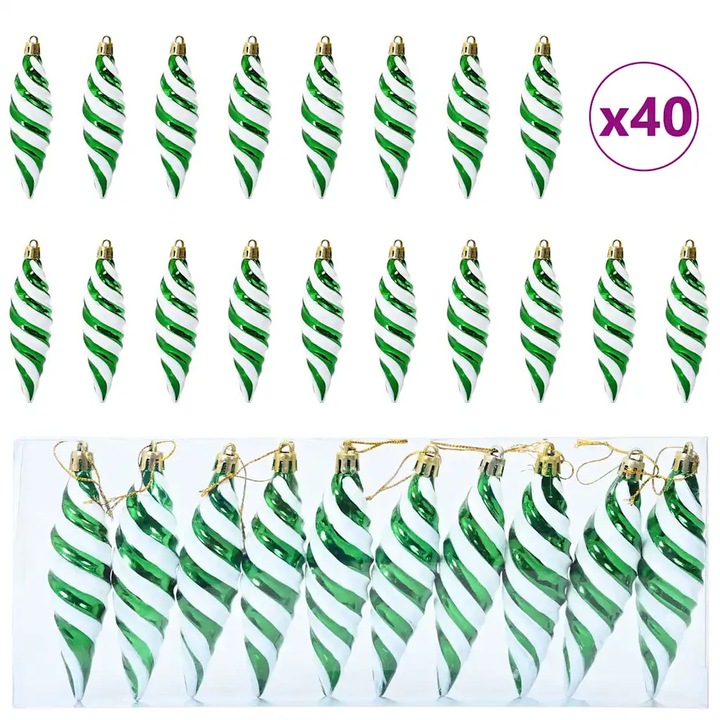 Decoratiuni pentru Pomul de Craciun vidaXL 40 pcs Verde