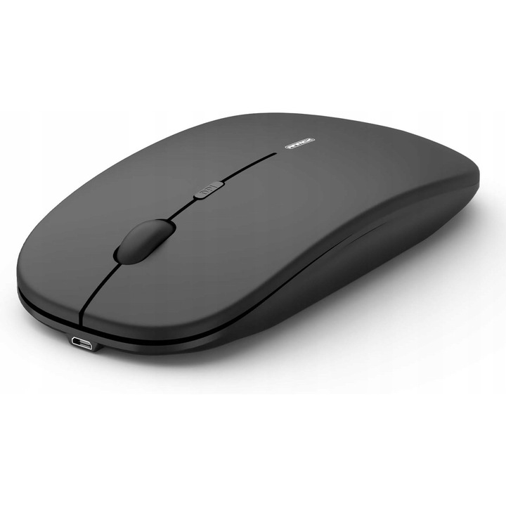 Mouse wireless Anmck, negru, ergonomic, set cu cablu de incarcare