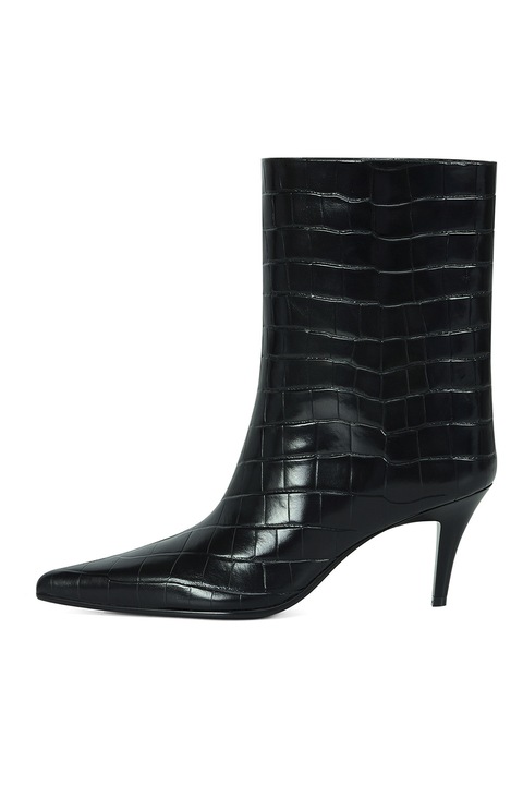 Potamy, Botine din piele cu toc kitten, Negru stins