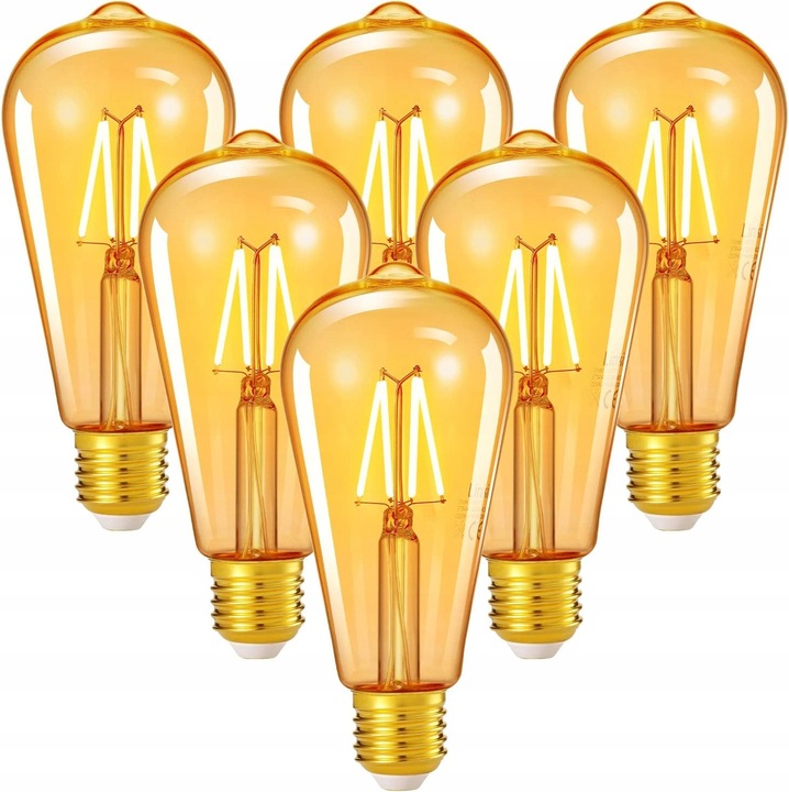 Set 6 Becuri Retro E27, Linkind, 4W, 2200K, Culoare calda