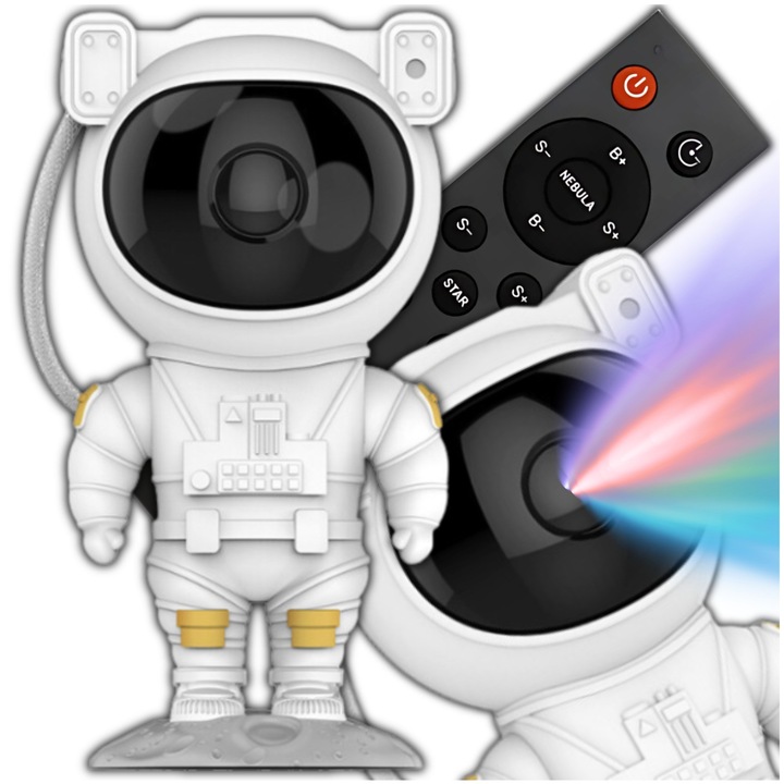 Proiector de lumini LED Pianida Astronaut, 8 moduri de proiectie, multicolor, 22,8x11,3x12cm, cu telecomanda