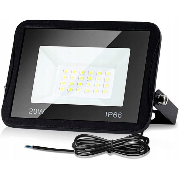 Proiector LED 20W Ecolight, slim, IP66, alb rece, 125x85x25mm