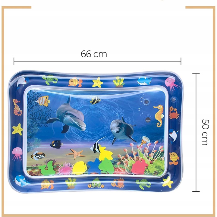 Covor senzorial gonflabil pentru bebelusi Dexxer, multicolor, 66x50x7cm, set cu animale plutitoare