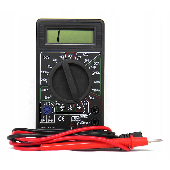 Multimetru digital ACS DT-830B, masurare tensiune DC/AC, 126x70x28mm, set complet