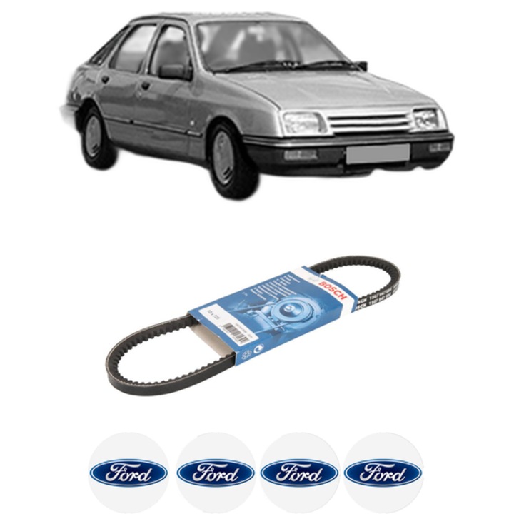 Curea transmisie accesorii FORD SIERRA I Hatchback (GBC) 2.3 D din 1982-1986, auto, Bosch, 4x Stickere auto cu FORD