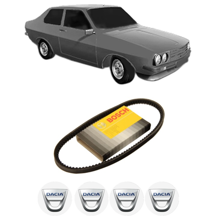 Curea transmisie accesorii DACIA 1310 Coupe (U) 1.4 din 1981-1990, auto, Bosch, 4x Stickere auto cu DACIA