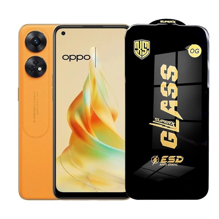 Folie ecran pentru Oppo Reno8 T, Sticla Securizata ESD, Margini Negre, Rezistenta la Zgirietu
