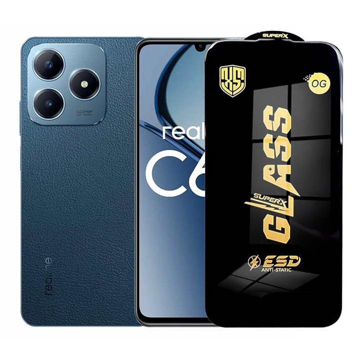 2 darabos szett, Evolium edzett üvegfólia Realme C63-hoz, átlátszó