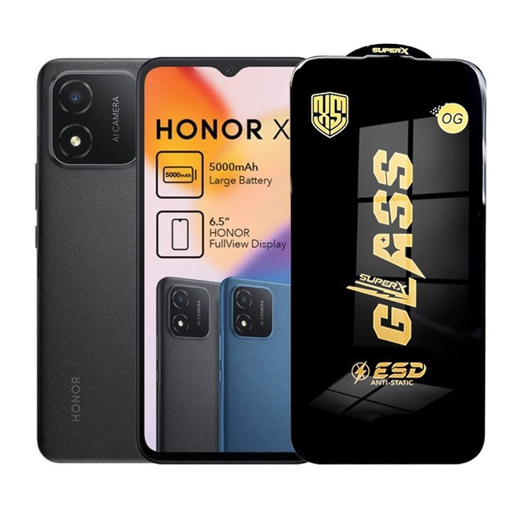 2 darabos szett, Honor X5 fólia, edzett üveg, Evolium, átlátszó