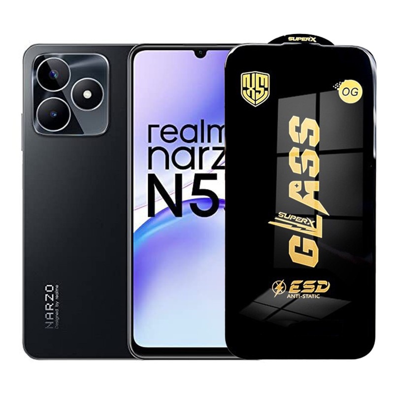 Folie de Protectie pentru Realme Narzo N53, Leski, Sticla Securizata ESD, Margini Negre, Rezistenta la Zgirieturi, Antistatica, 0.35 mm, Transparenta