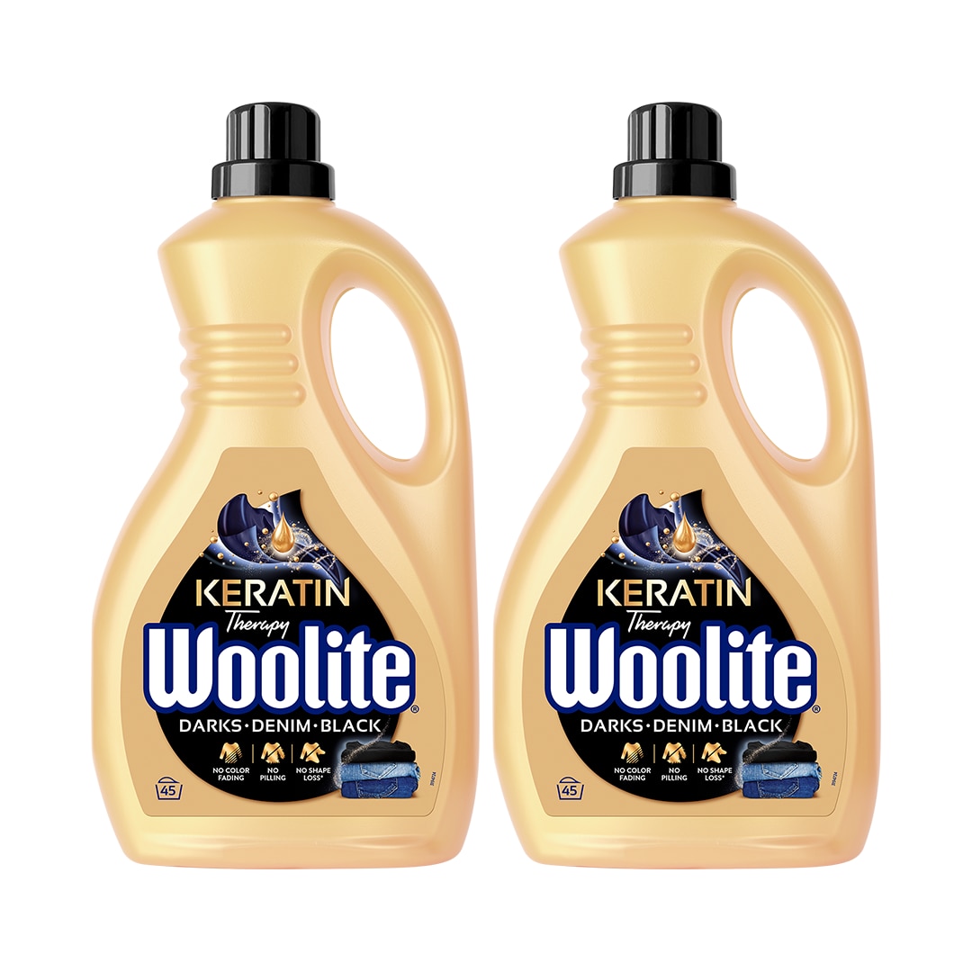 Pachet Detergent lichid pentru rufe Woolite Keratin Darks, 2x2.7L, 90 spalari