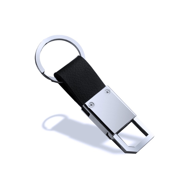 Klasszikus kulcstartó, öv típusú, valódi bőr, férfiaknak és autóhoz, fekete színű