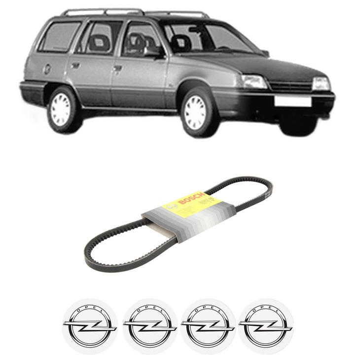 Curea transmisie accesorii OPEL KADETT E Estate (T85) 2.0 i Cat (C15, C35, D15, D35) din 1987-1991, auto, Bosch, 4x Stickere auto cu OPEL