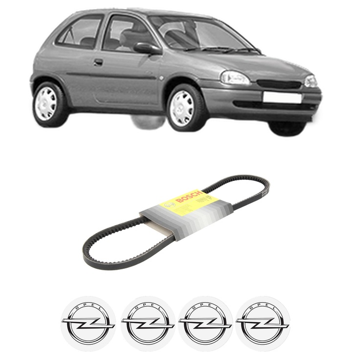 Curea transmisie accesorii OPEL CORSA B (S93) 1.2 i (F08, F68, M68) din 1993-2000, auto, Bosch, 4x Stickere auto cu OPEL